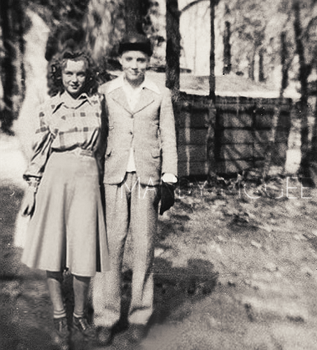  Young Elvis Presley and Norma Jeane Baker.