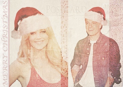  クリスマス Postcard | Jennifer Lawrence & Josh Hutcherson