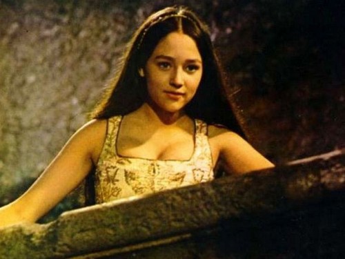 Olivia Hussey looking down from Balcony, in "Romeo & Juliet," 1968