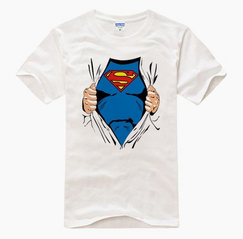  Brand NEW super-homem White short sleeve T camisa
