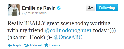  Emilie De Ravin (Belle) Tweet Belle/Hook Scene