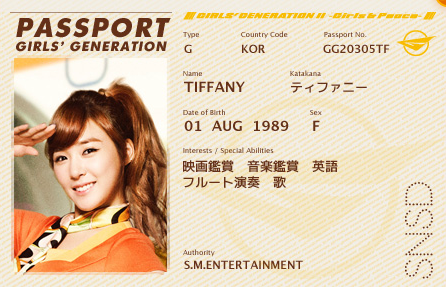 Girls' Generation passports for "Girls' & Peace"