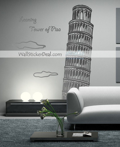  Leaning Tower of Pisa dinding Sticker