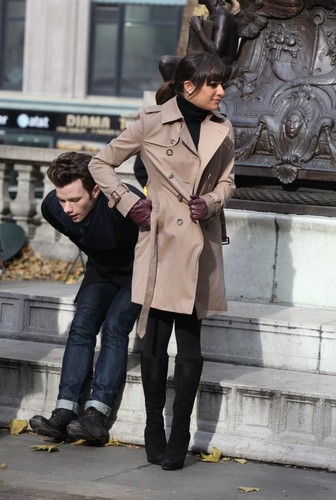  On Set Of Хор in New York with Chris Colfer - November 18, 2012