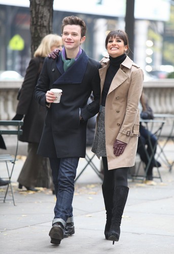  On Set Of Хор in New York with Chris Colfer - November 18, 2012