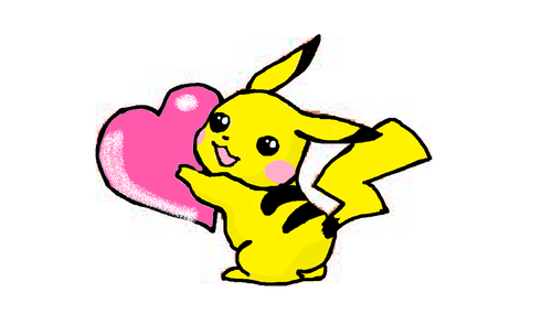  Pikach hugging a heart!