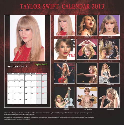  Taylor cepat, swift Exclusive Unofficial 2013 Calendar
