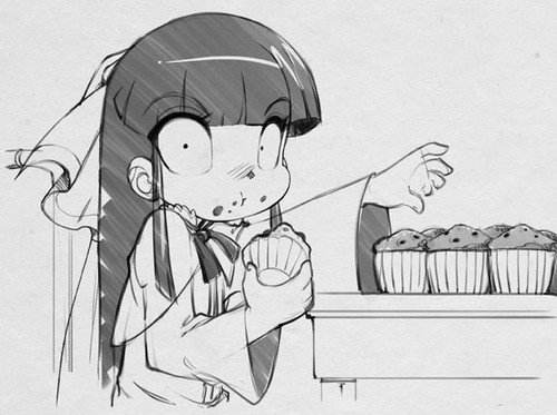 Mimi eating cupcakes