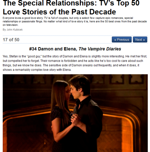  The Special Relationships: TV’s 上, ページのトップへ 50 愛 Stories of the Past Decade