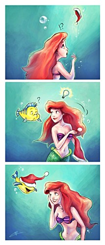  Walt 迪士尼 粉丝 Art - Princess Ariel & 比目鱼