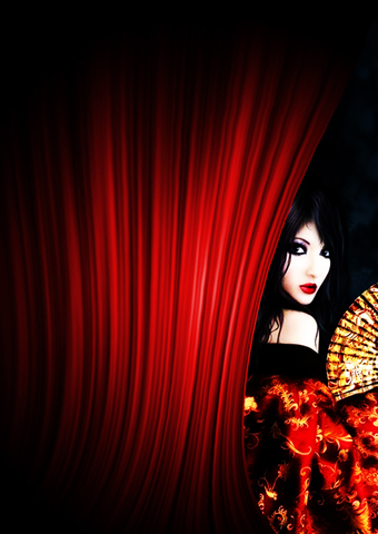  geisha red curtain
