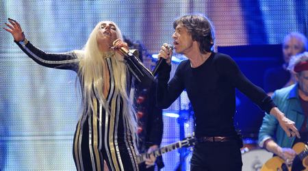  Lady Gaga performing with The Rolling Stones