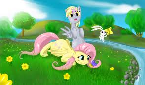  Derp and Fluttershy playing outside
