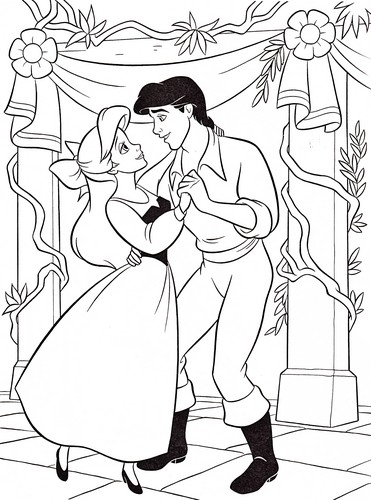  Walt Disney Coloring Pages - Princess Ariel & Prince Eric