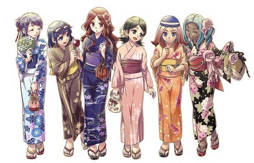 Anime girl kimono