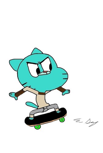 Gumball goes skateboarding