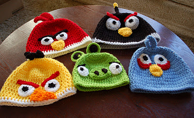 Hand Crocheted Angry Bird Toys and Beanies