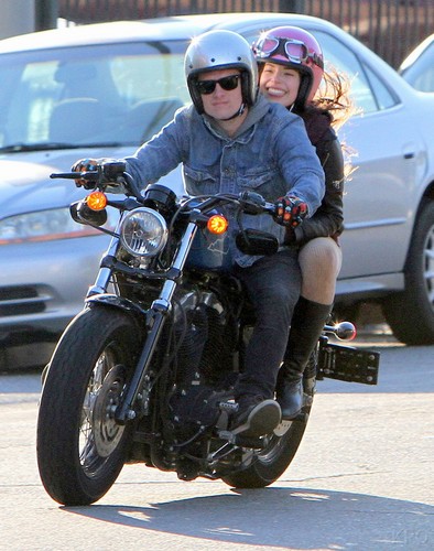  Josh cruising around with a mystery girl on his motorcycle [1.11.13]