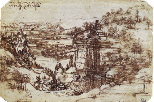 Leonardo's earliest known drawing, the Arno Valley (1473)