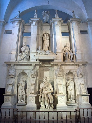 Michelangelo's Moses (centre) with Rachel and Leah on his sides, completed in 1515
