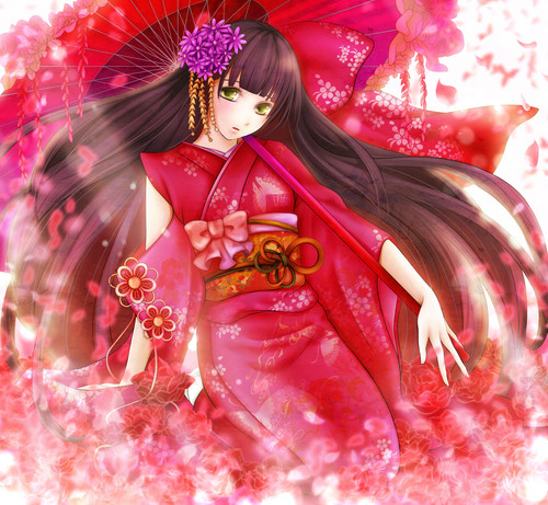 kimono anime girl