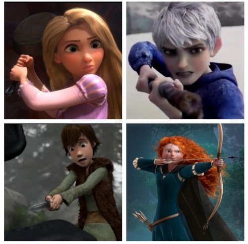 Jack, Rapunzel, Merida, and Hiccup