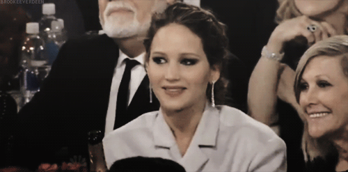Jennifer clapping for herself at the Golden Globes