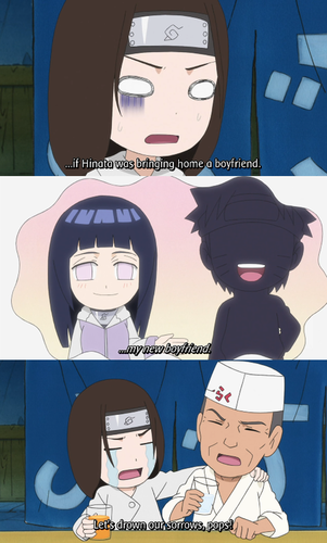  Neji is devastated that Hinata has a boyfriend (scene from Naruto SD episode 39)