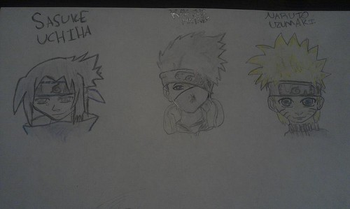  my drawing, kakkashi,sasuke and narutos's heads