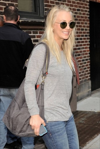 Kaley visiting "The Late Show with David Letterman" 