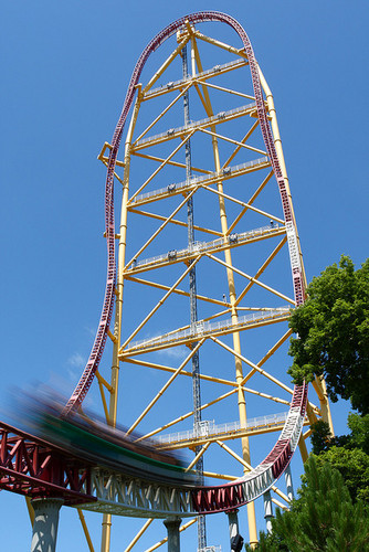  top, boven Thrill Dragster