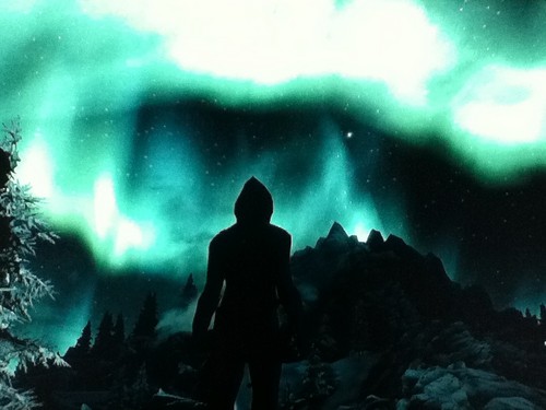  **•Beautiful Skyrim tundra کی, شمالی Lights!•**