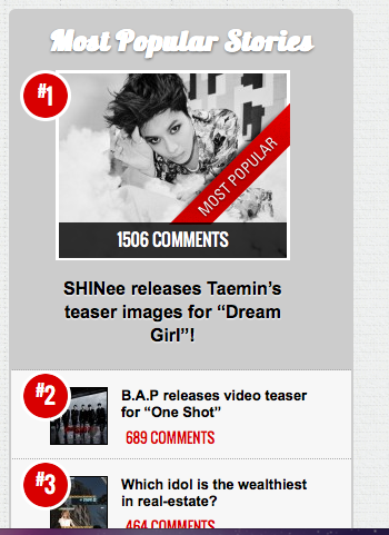 Allkpop Article about SHINee Taemin has been the most popular for one day on 02/08/2013