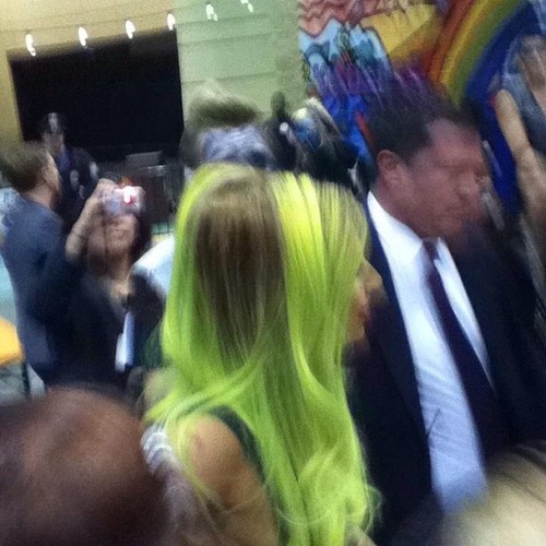  Gaga visiting the Born Храбрая сердцем Bus in St. Paul (Feb. 6)