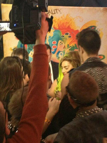  Gaga visiting the Born Ribelle - The Brave Bus in St. Paul (Feb. 6)