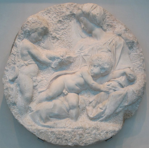  麦当娜 and Child with the Infant St. John (Taddei Tondo) 由 Michelangelo