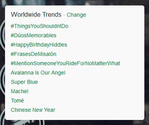  NEWSFLASH! We made it trend #3 WORLD WIDE!!! Hiddles, assemble!!!