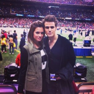  Nina Dobrev and Paul Wesley at the Super Bowl