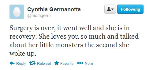  Cynthia Germanotta's tweet after Gaga's surgery