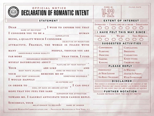  Declaration of Romantic Intent
