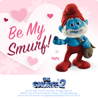  Smurfs 2 Valentine's siku E-Cards