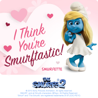  Smurfs 2 Valentine's hari E-Cards