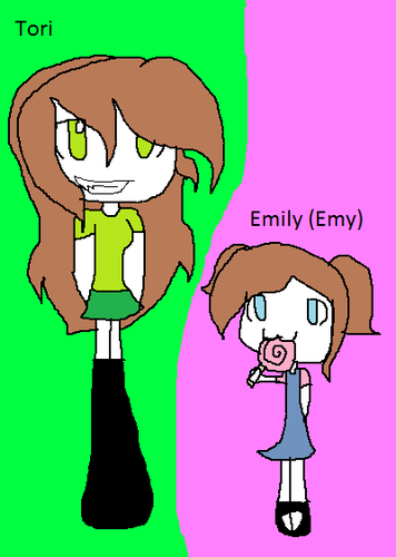  (based off of our rp XD) Tori and emily the ক্যান্ডি চকোলেট lover