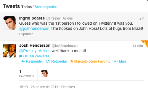  OMG! OMG! OMG!!! Josh Henderson from Dallas tweeted me back!!! :D