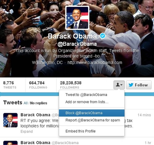  Blocking Obama on Twitter