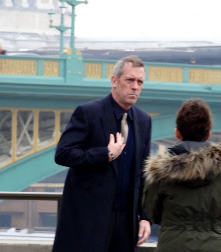  Hugh Laurie filming along the River Thames