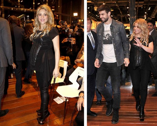 Shakira pregnant belly translucent shirt