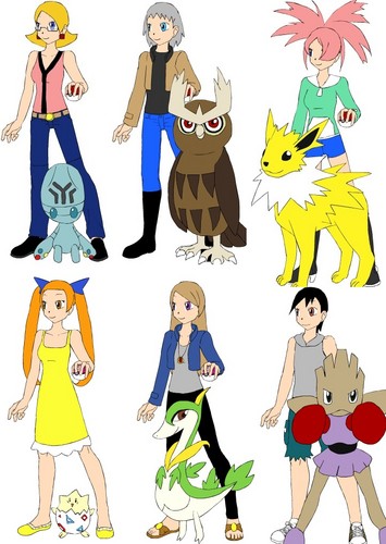 Abigail, Dayton, Lucy, Maylene, Yasmin and Cyrus as Pokemon Trainers