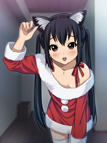  Azu-nyan wearing a 圣诞节 dress
