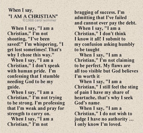When I say I am a Christian
